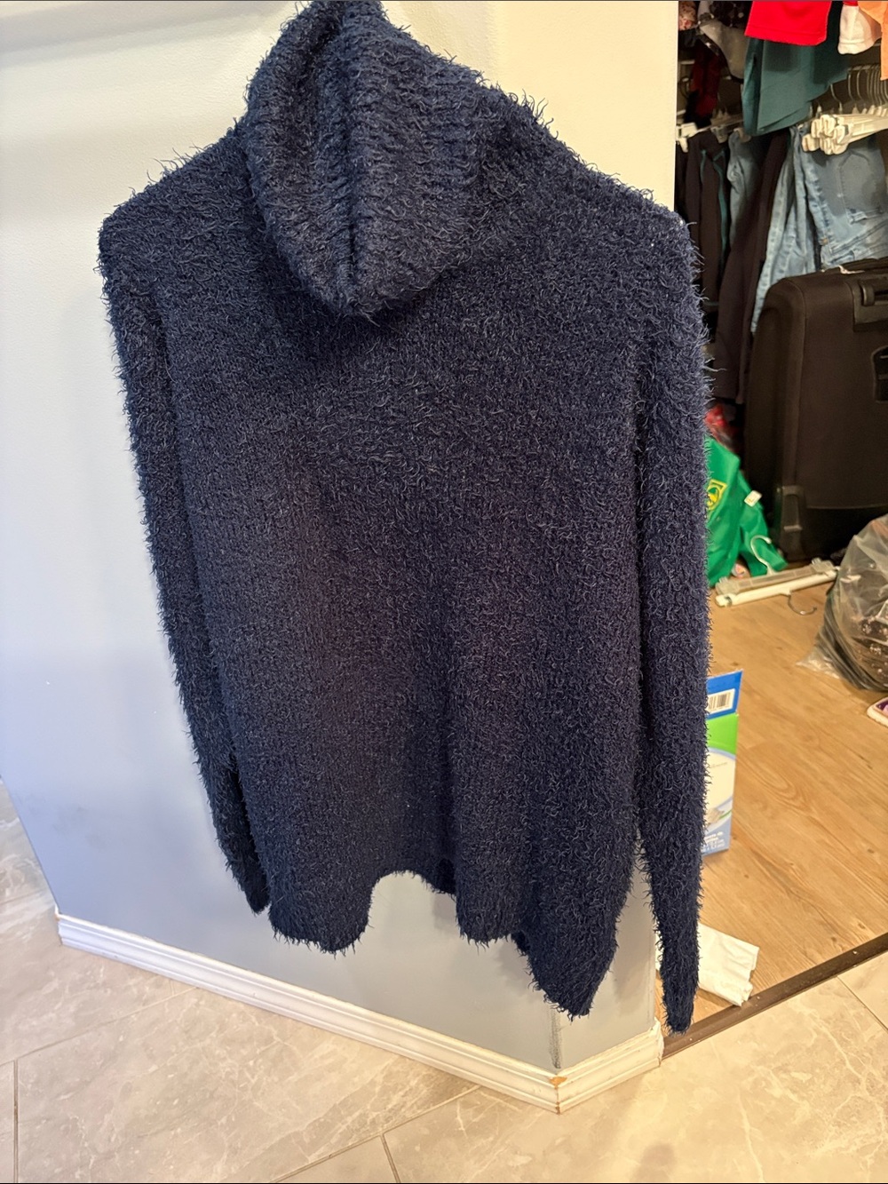 Women’s Navy Plush Hoodie Sweater
